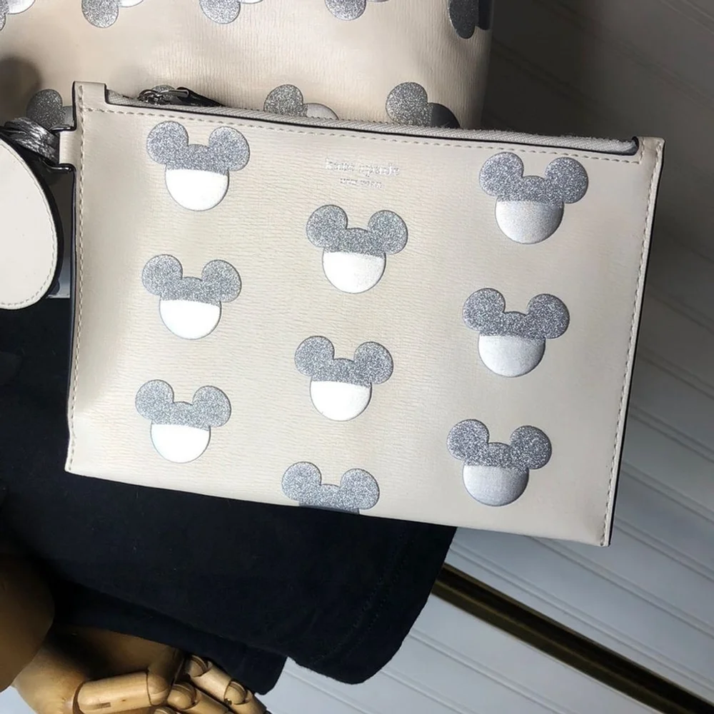 KATE SPADE X Disney Silver Mickey Mouse Embossed Shoulder Bag Tote